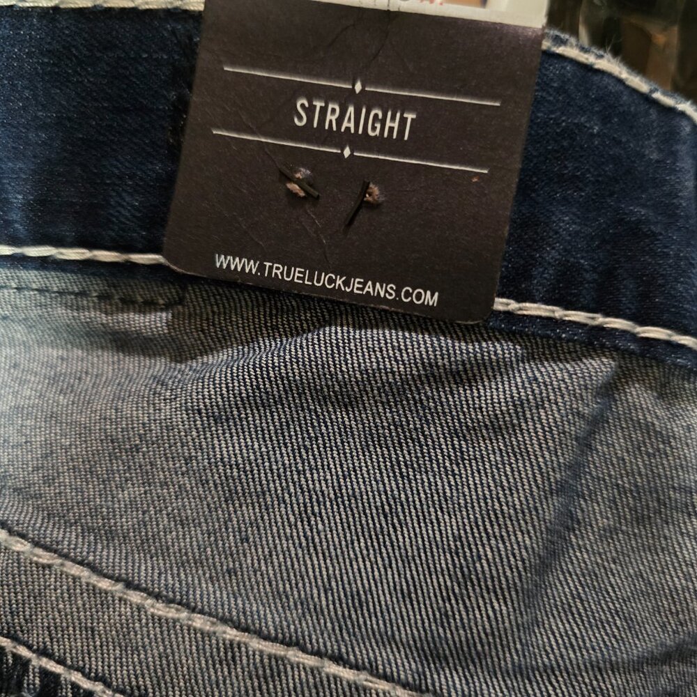 NEW True Luck Straight Fit Stretch Jeans Men's Sz 34x30 Flap Pockets NWT - Picture 11 of 11
